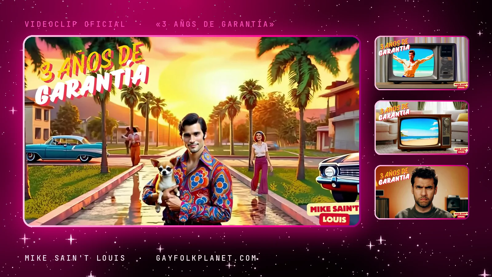 Fotogramas del videoclip oficial de «3 Años de Garantía», de Mike Sain't Louis