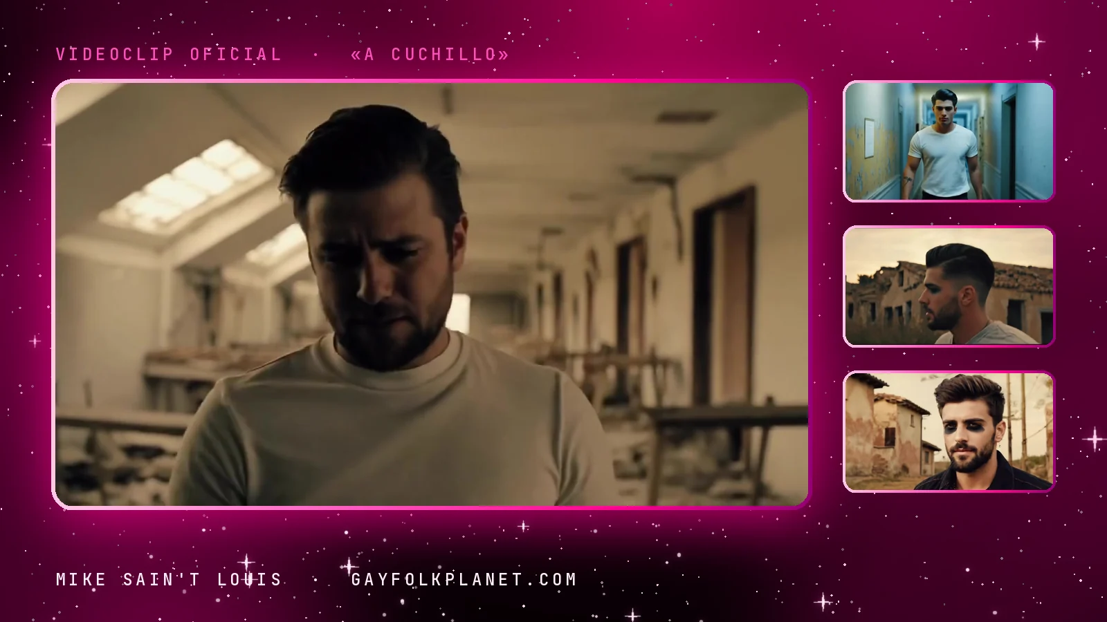 Fotogramas del videoclip oficial de «A cuchillo», de Mike Sain't Louis