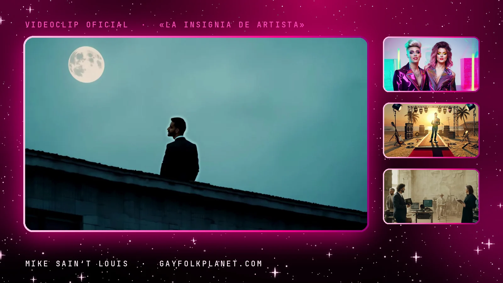 Fotogramas del videoclip oficial de «La insignia de artista», de Mike Sain't Louis