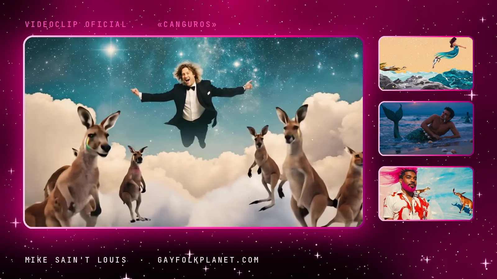 Fotogramas del videoclip oficial de «Canguros», de Mike Sain't Louis