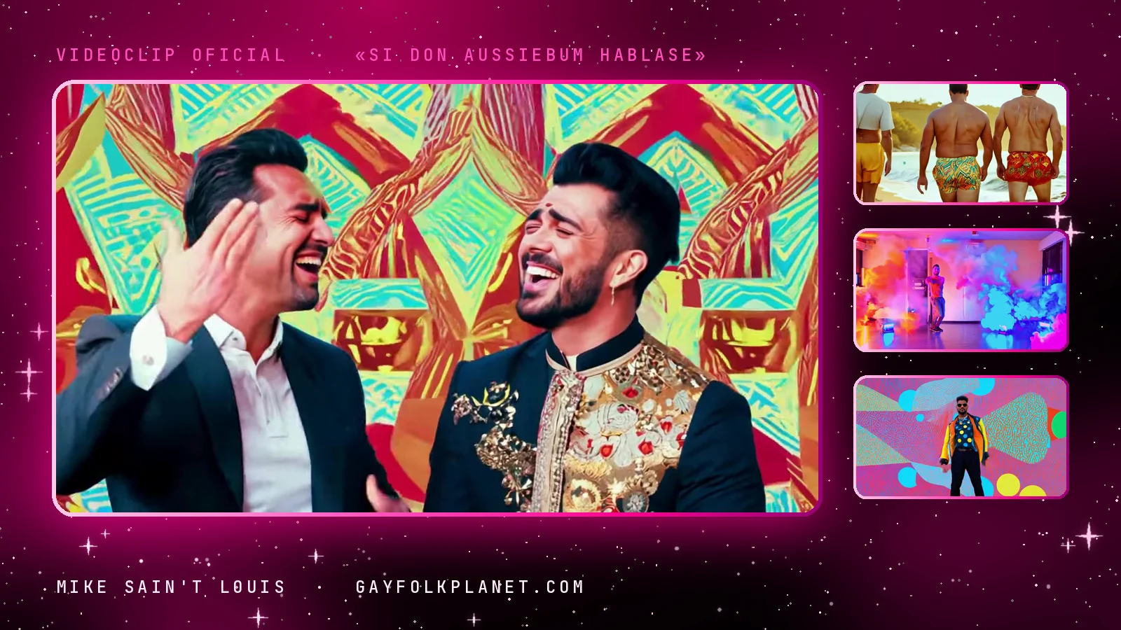 Fotogramas del videoclip oficial de «Si Don AussieBum hablase», de Mike Sain't Louis