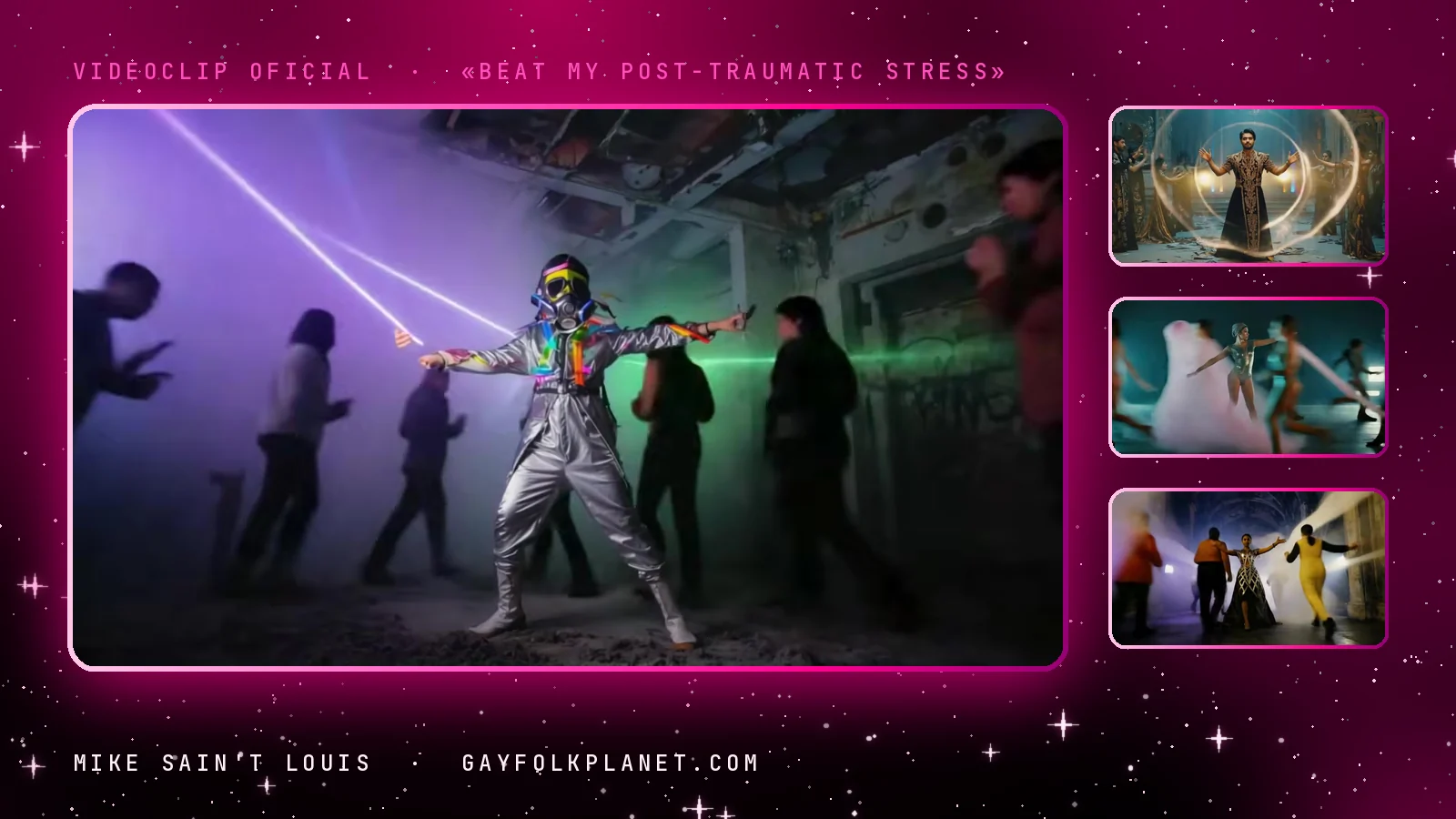 Fotogramas del videoclip oficial de «Beat My Post-Traumatic Stress», de Mike Sain't Louis
