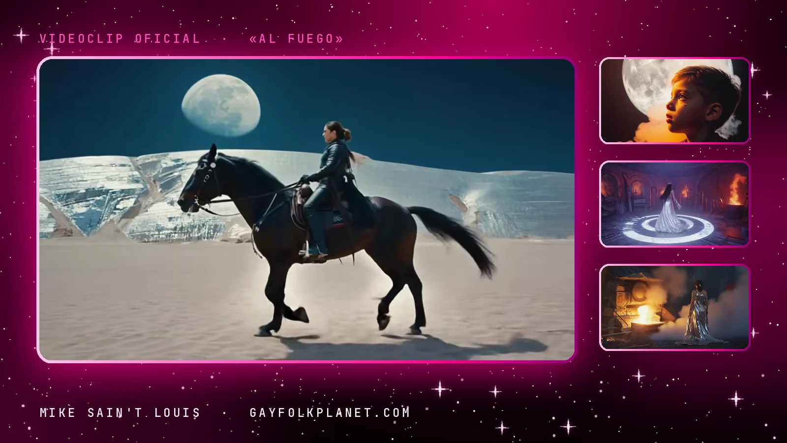 Fotogramas del videoclip oficial de «Al fuego», de Mike Sain't Louis