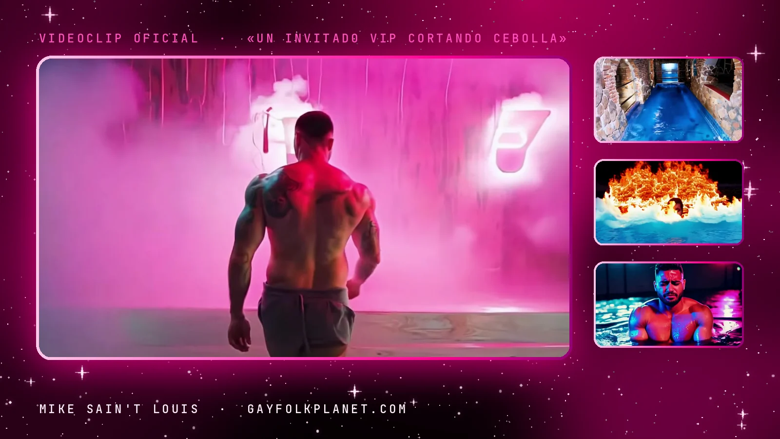 Fotogramas del videoclip oficial de «Un invitado VIP cortando cebolla», de Mike Sain't Louis