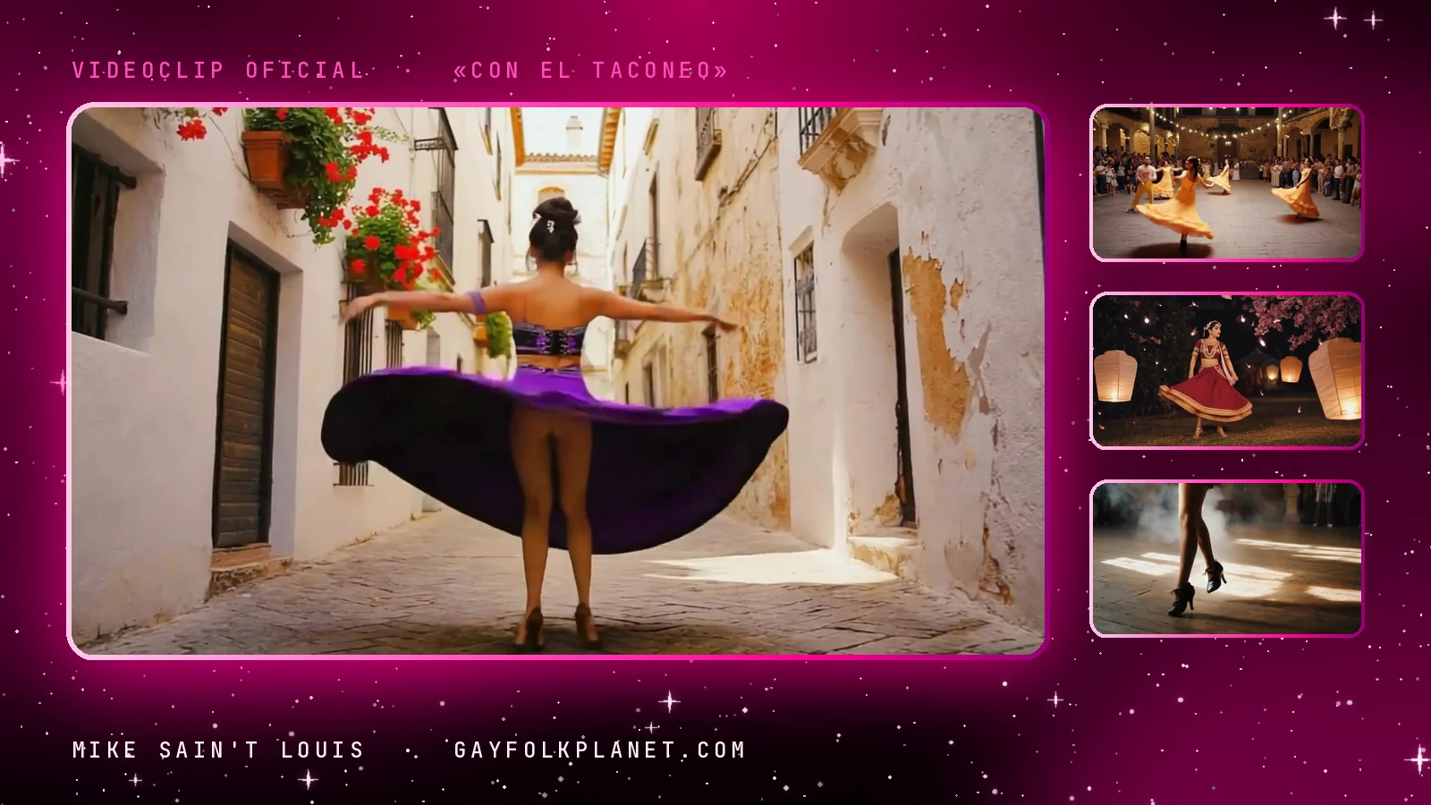 Fotogramas del videoclip oficial de «Con el Taconeo», de Mike Sain't Louis