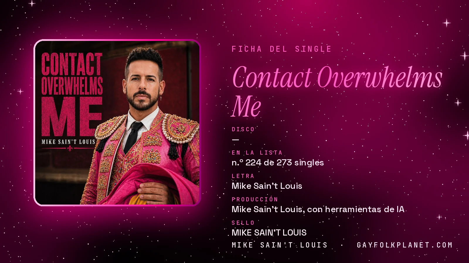 Ficha de la canción «Contact Overwhelms Me» con su carátula: letra y producción de Mike Sain't Louis