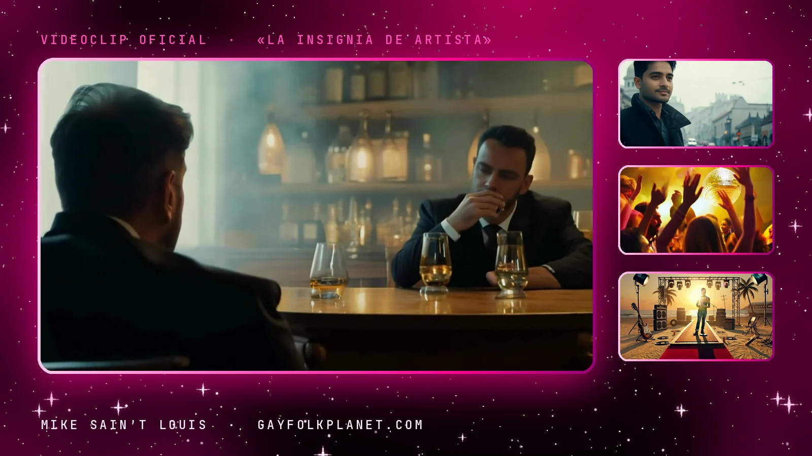 Fotogramas del videoclip oficial de «La insignia de artista», de Mike Sain't Louis