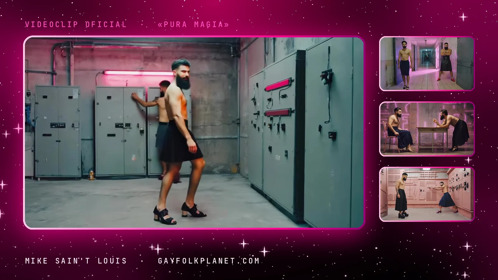 Fotogramas del videoclip oficial de «Pura magia», de Mike Sain't Louis
