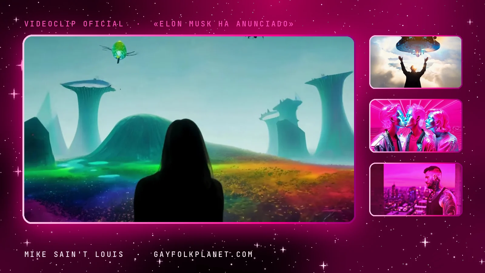 Fotogramas del videoclip oficial de «Elon Musk ha anunciado», de Mike Sain't Louis