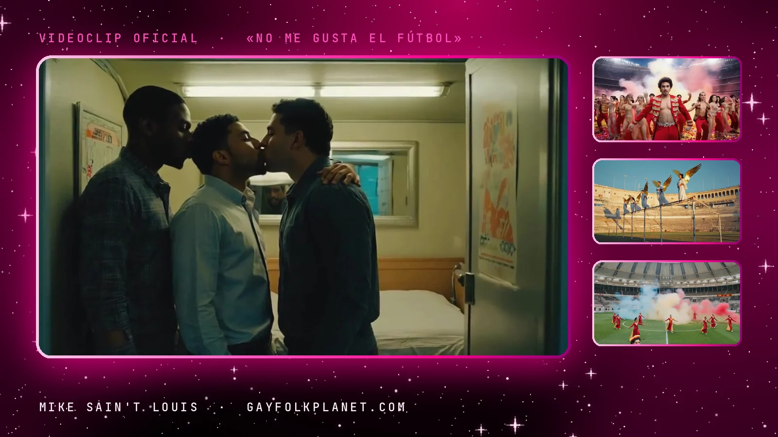 Fotogramas del videoclip oficial de «No me gusta el fútbol», de Mike Sain't Louis