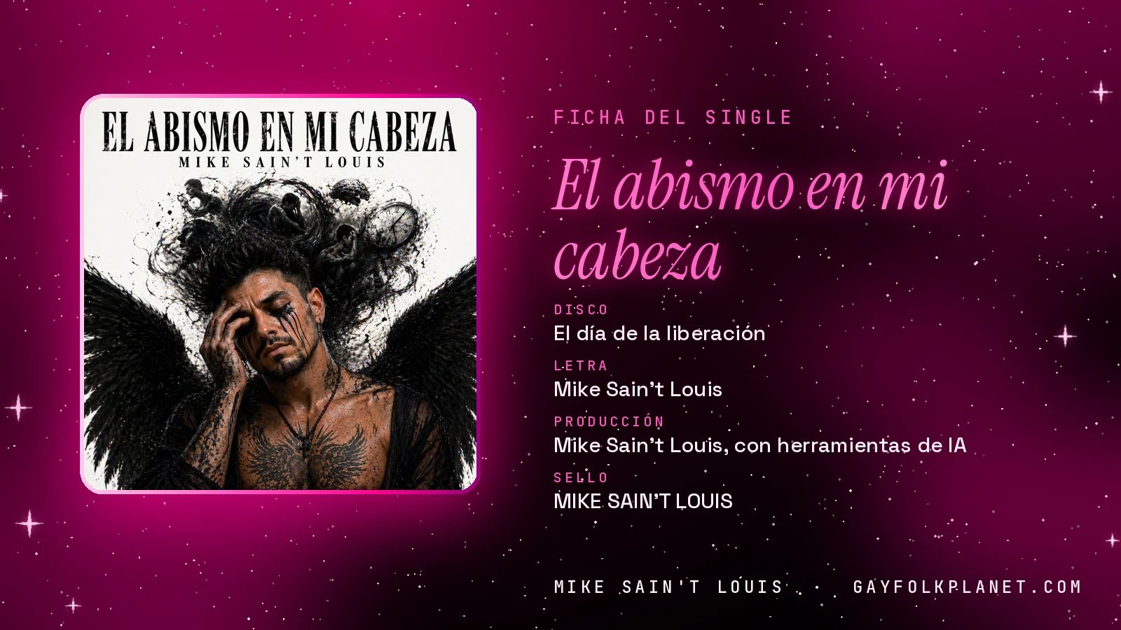 Ficha de la canción «El abismo en mi cabeza» con su carátula: disco «El día de la liberación», letra y producción de Mike Sain't Louis