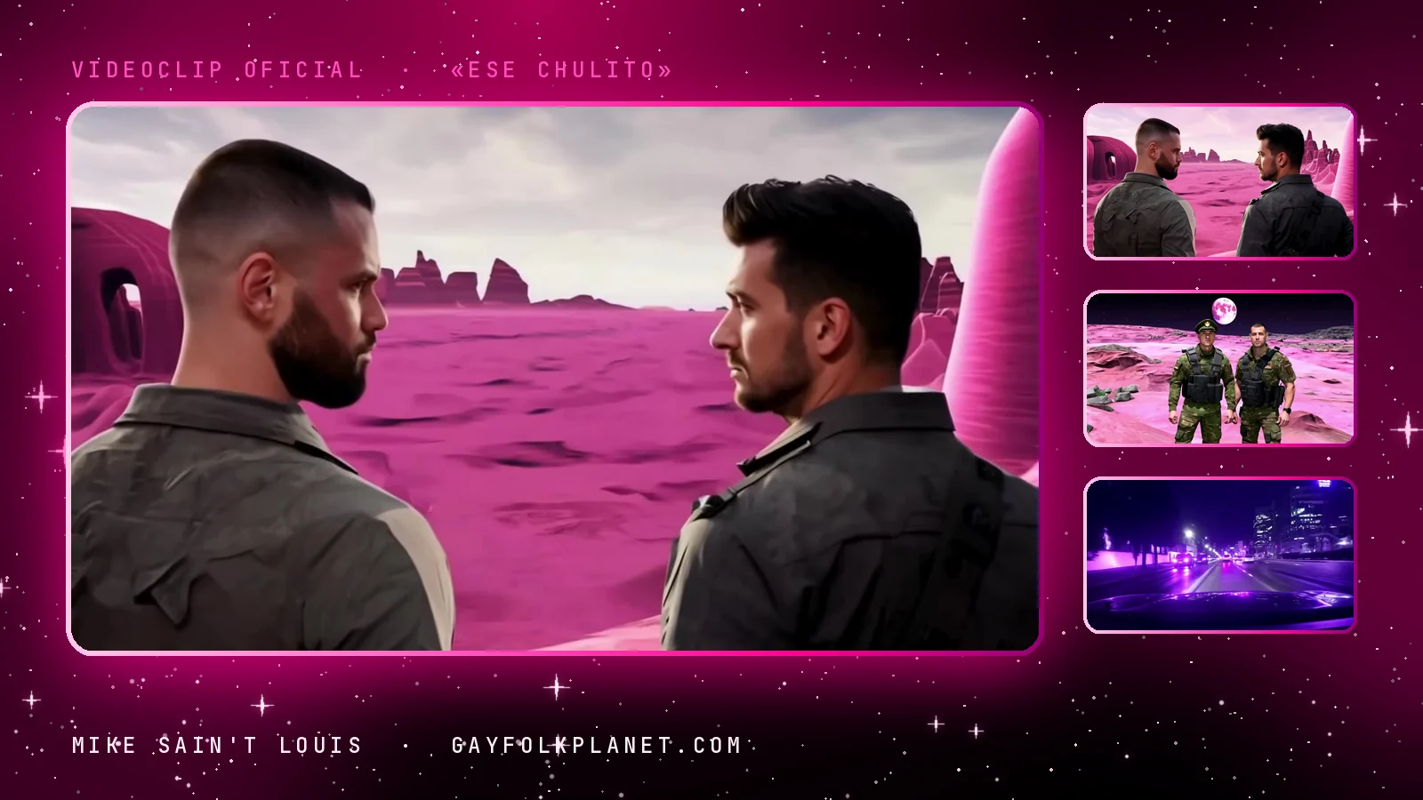 Fotogramas del videoclip oficial de «Ese chulito», de Mike Sain't Louis
