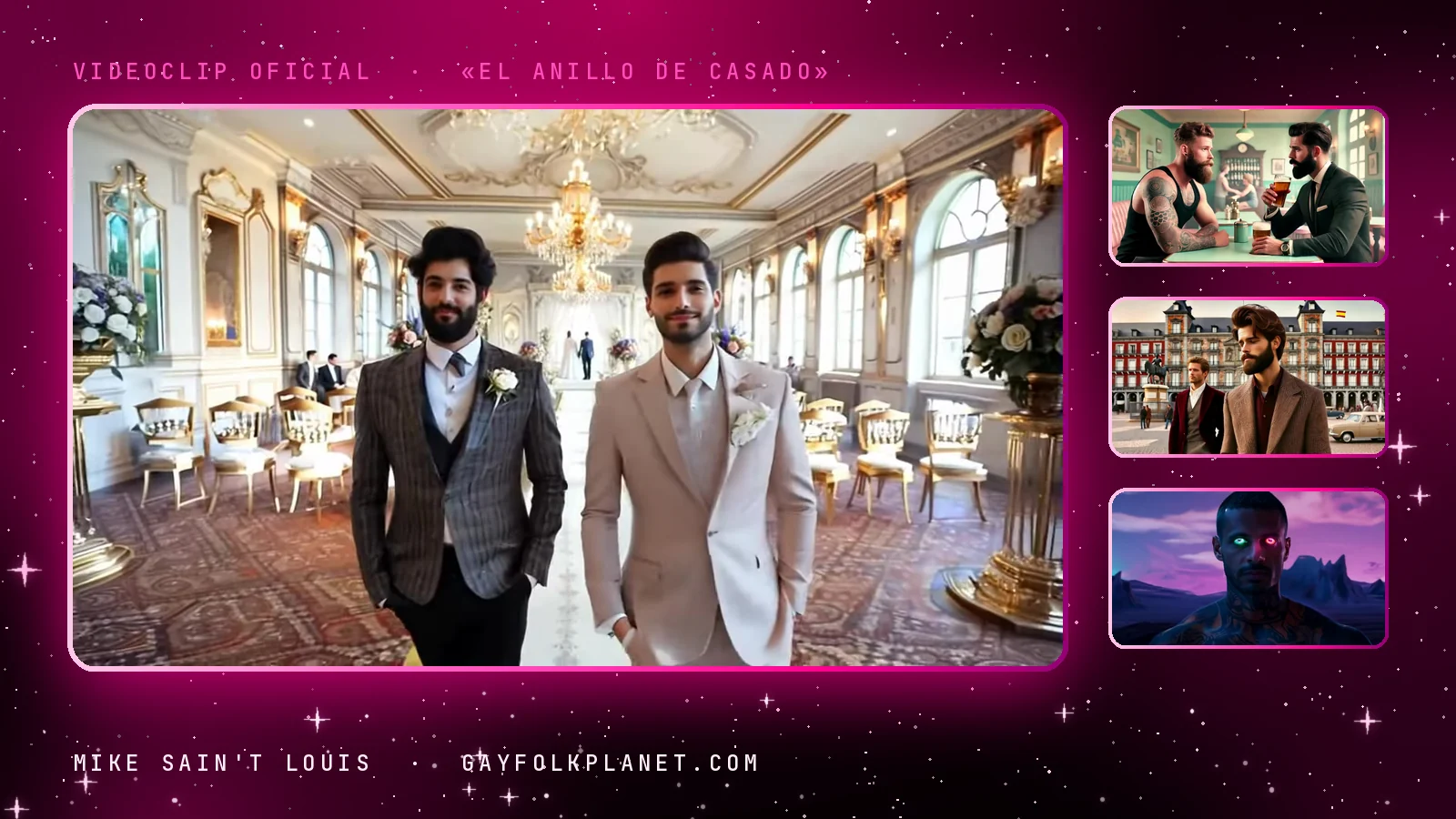 Fotogramas del videoclip oficial de «El anillo de casado», de Mike Sain't Louis