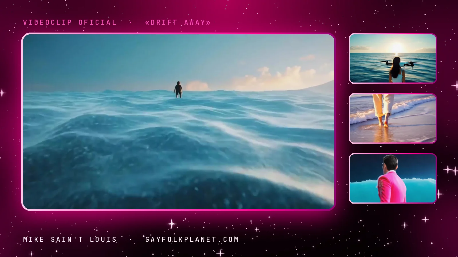 Fotogramas del videoclip oficial de «Drift Away», de Mike Sain't Louis