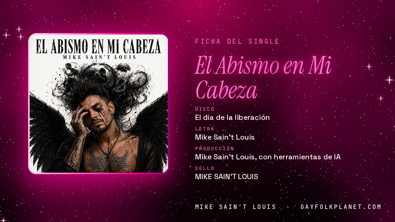 Ficha de la canción «El Abismo en Mi Cabeza» con su carátula: disco «El día de la liberación», letra y producción de Mike Sain't Louis