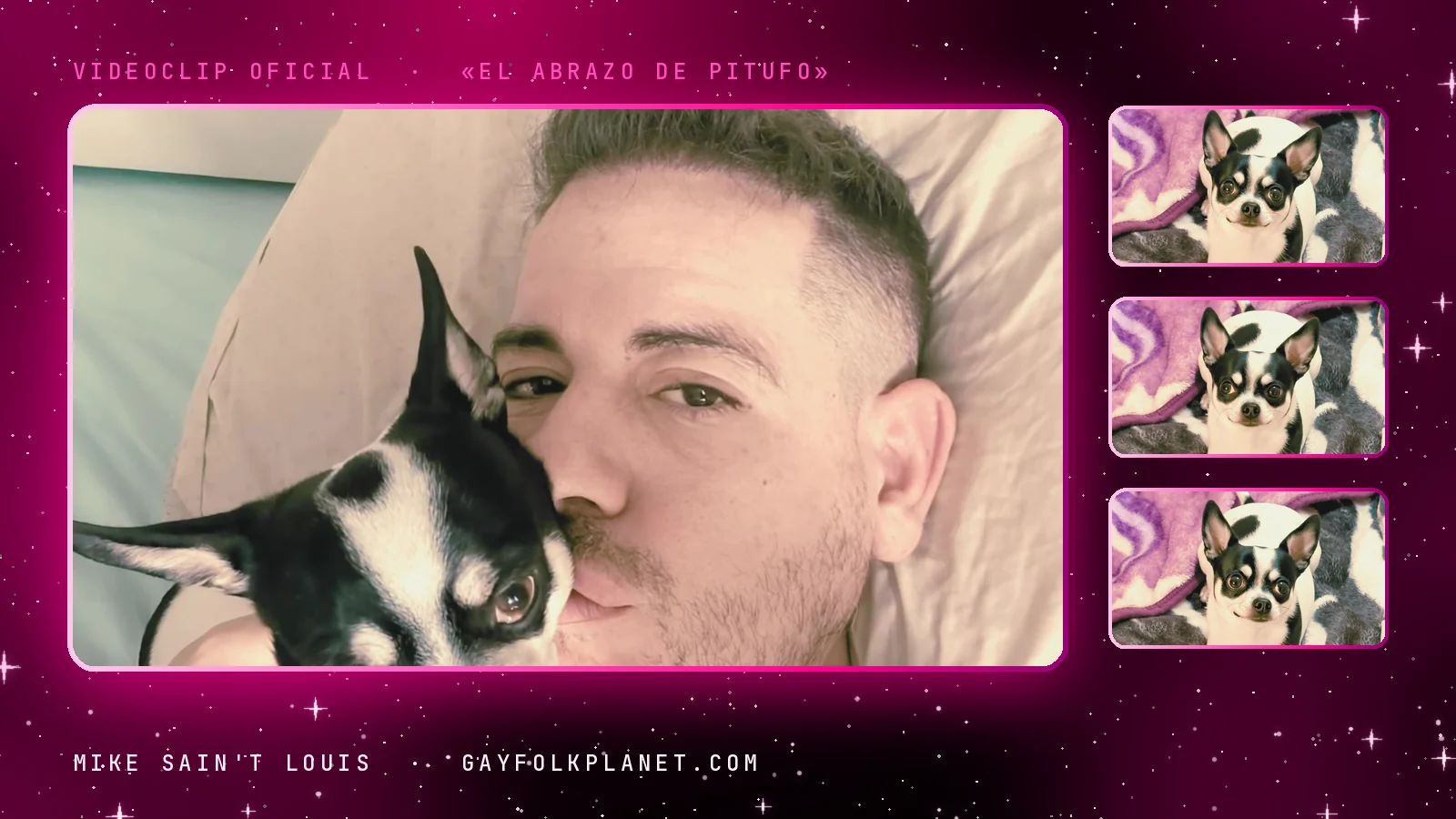 Fotogramas del videoclip oficial de «El abrazo de Pitufo», de Mike Sain't Louis