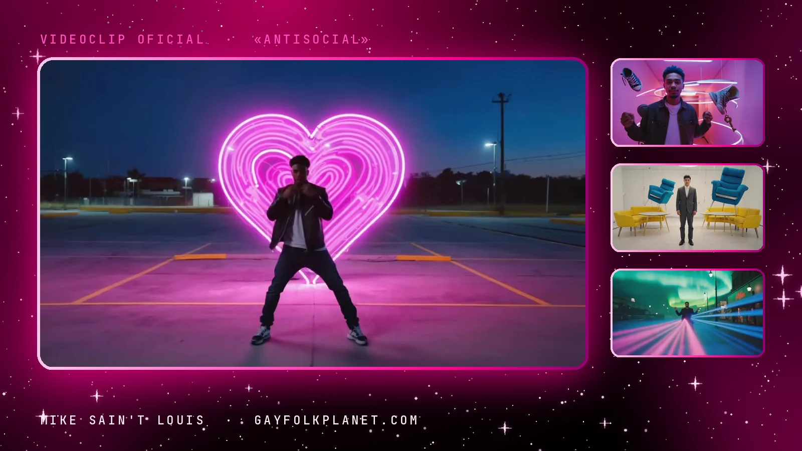 Fotogramas del videoclip oficial de «Antisocial», de Mike Sain't Louis