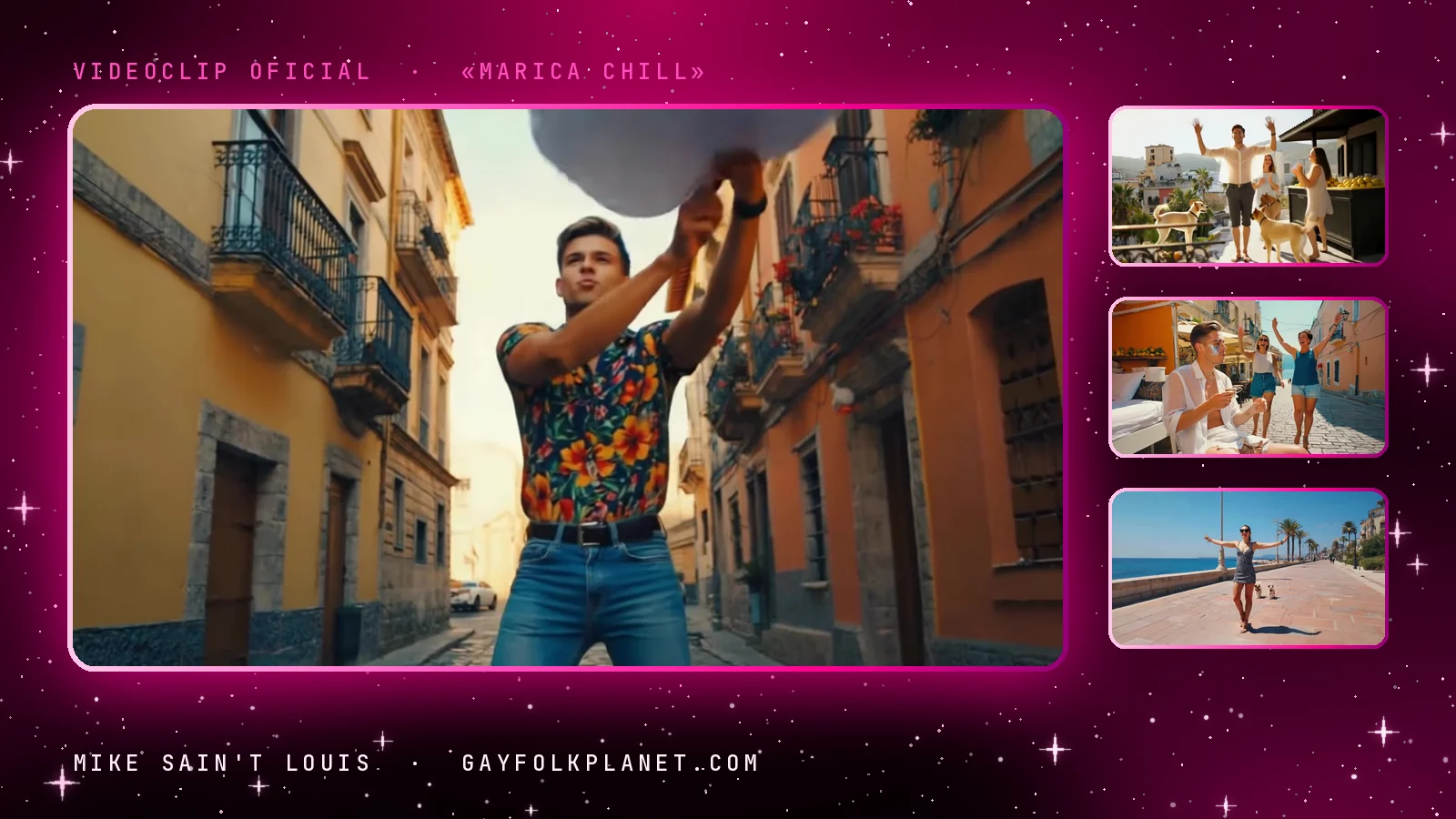 Fotogramas del videoclip oficial de «Marica chill», de Mike Sain't Louis