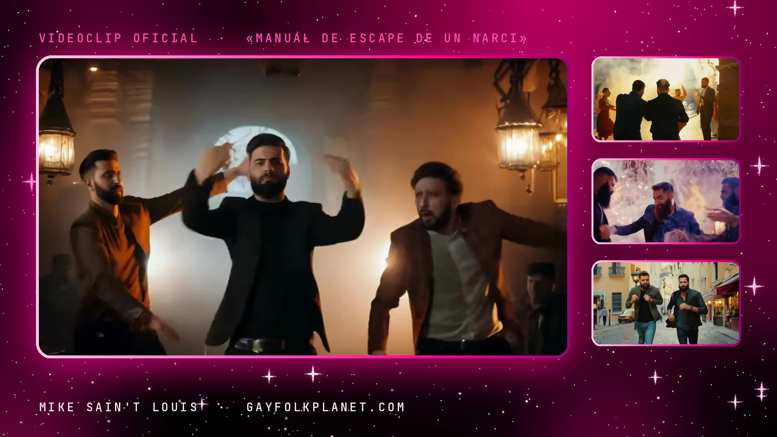 Fotogramas del videoclip oficial de «Manual de escape de un narci», de Mike Sain't Louis