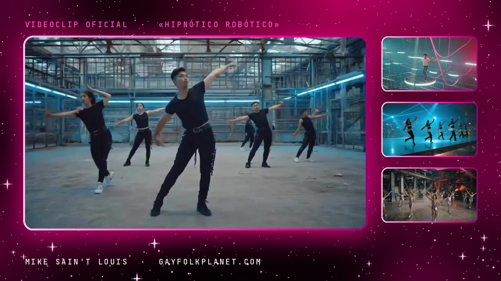 Fotogramas del videoclip oficial de «Hipnótico robótico», de Mike Sain't Louis