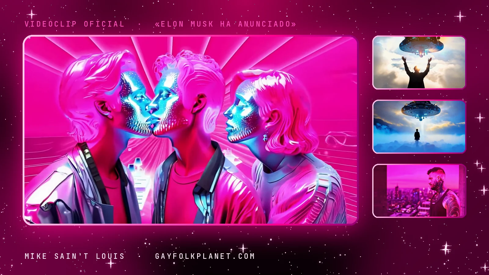 Fotogramas del videoclip oficial de «Elon Musk ha anunciado», de Mike Sain't Louis