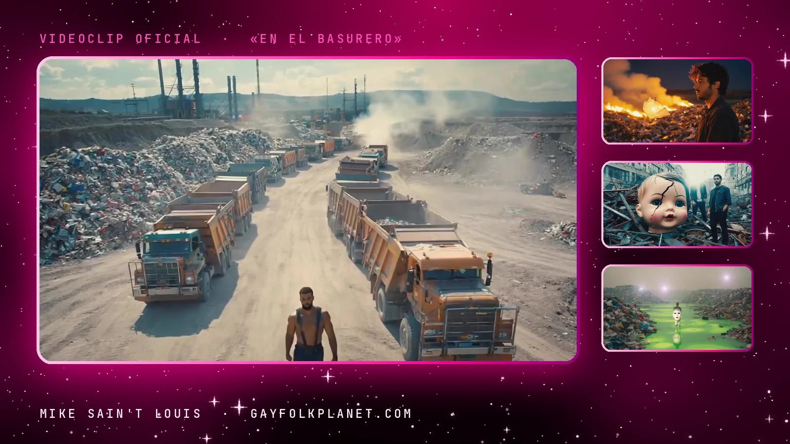 Fotogramas del videoclip oficial de «En el basurero», de Mike Sain't Louis