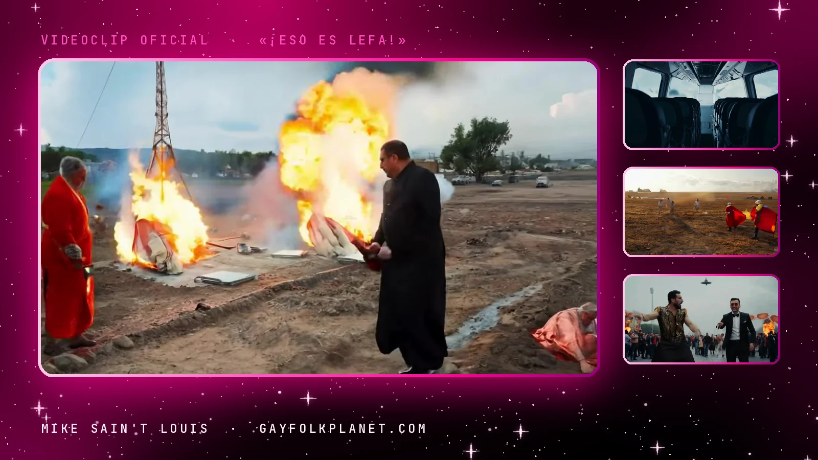 Fotogramas del videoclip oficial de «¡Eso es lefa!», de Mike Sain't Louis