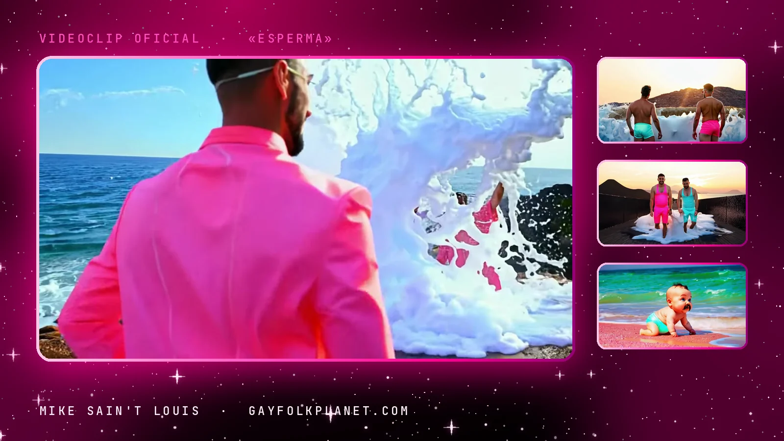Fotogramas del videoclip oficial de «Esperma», de Mike Sain't Louis