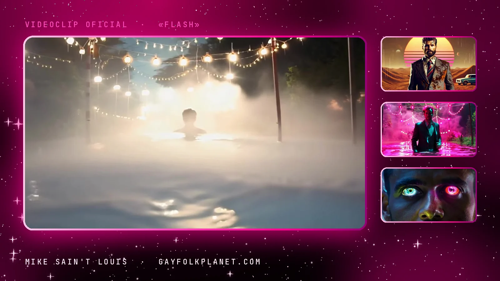 Fotogramas del videoclip oficial de «Flash», de Mike Sain't Louis