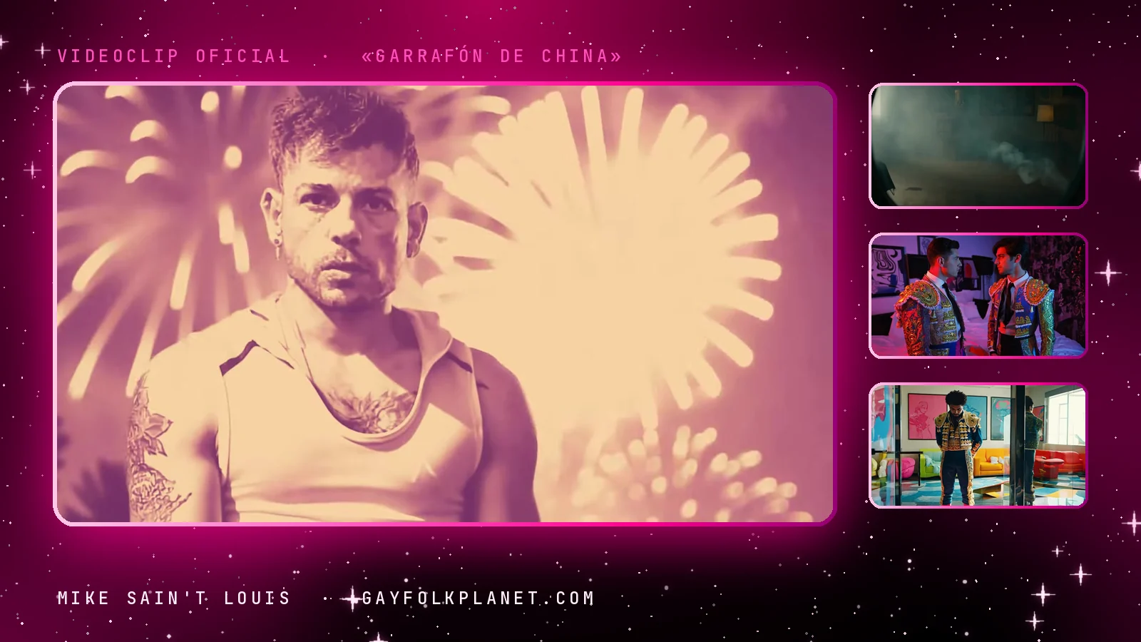Fotogramas del videoclip oficial de «Garrafón de China», de Mike Sain't Louis