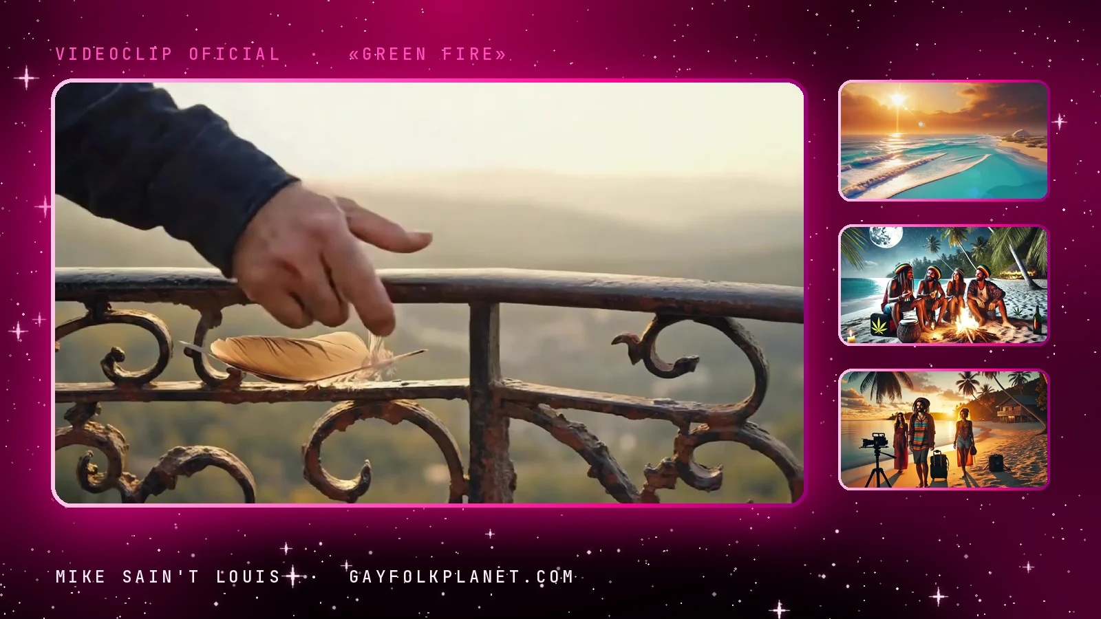 Fotogramas del videoclip oficial de «Green Fire», de Mike Sain't Louis