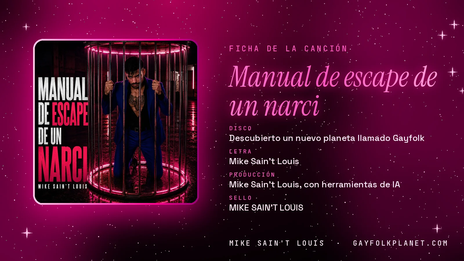 Tarjeta del manual de escape en el primer disco de la trilogía: letra, composición y producción de Mike Sain't Louis