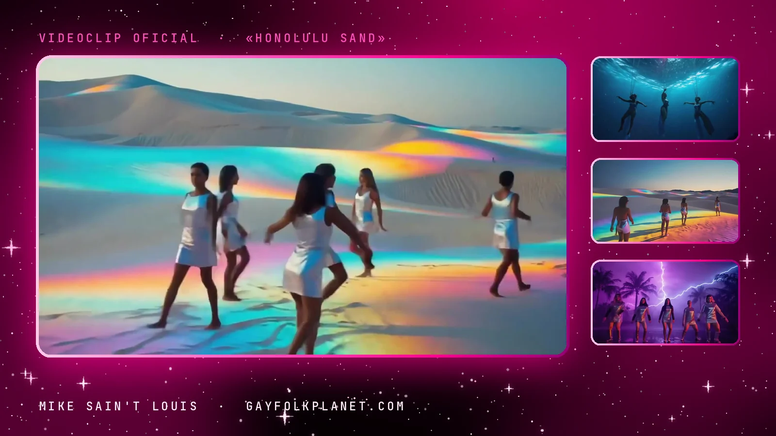 Fotogramas del videoclip oficial de «Honolulu Sand», de Mike Sain't Louis