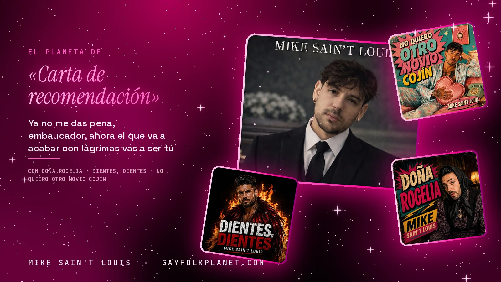 Collage con un detalle de la carátula de «Carta de recomendación» y las carátulas de «Doña Rogelia», «Dientes, dientes», «No quiero otro novio cojín»