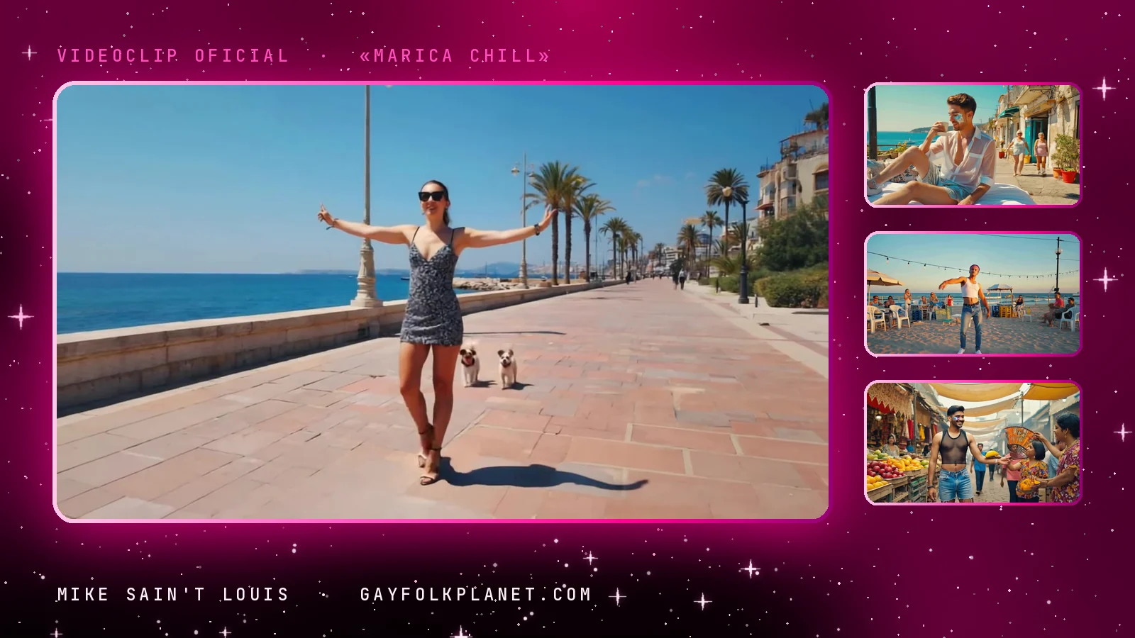 Fotogramas del videoclip oficial de «Marica chill», de Mike Sain't Louis