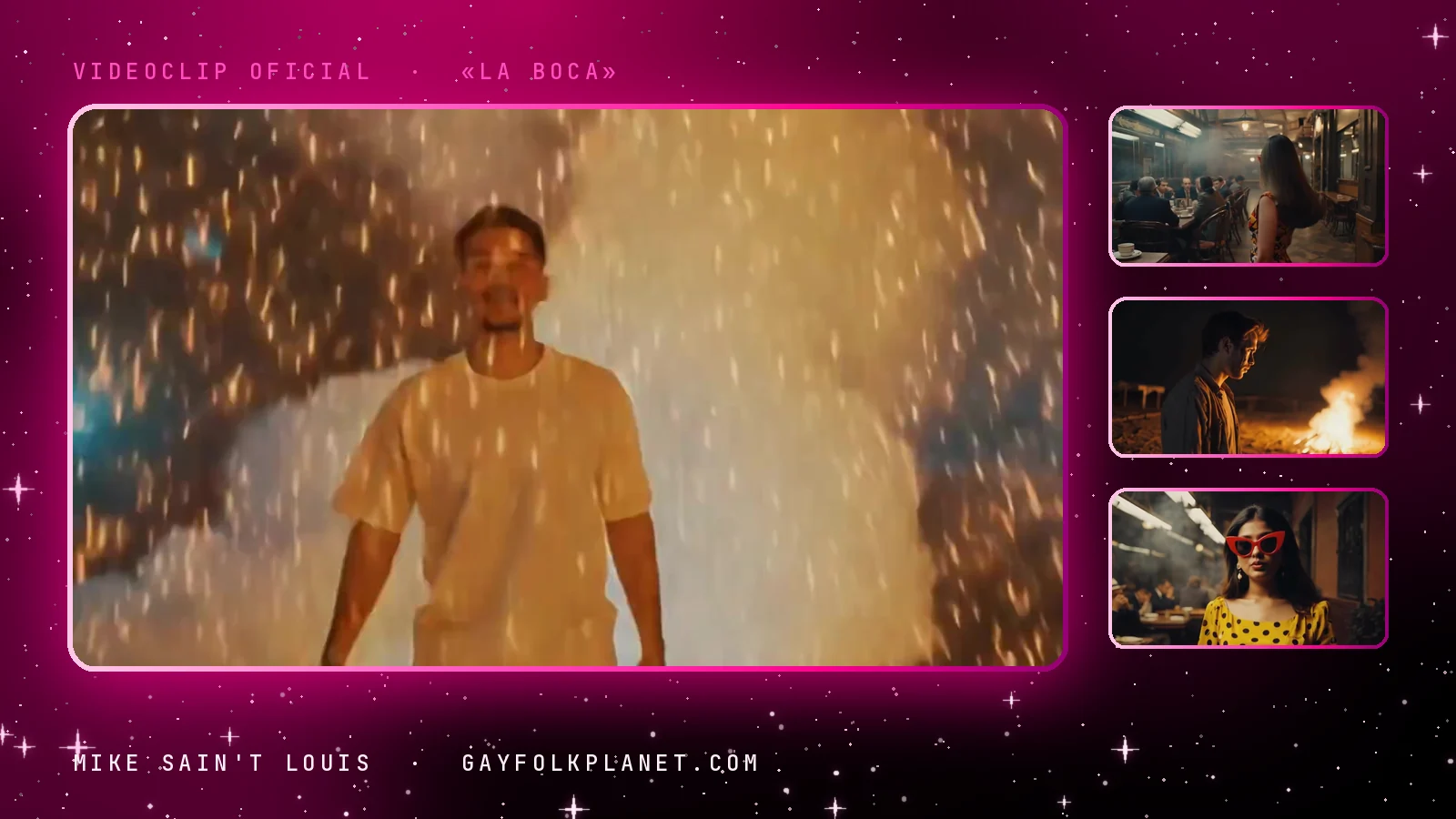 Fotogramas del videoclip oficial de «La boca», de Mike Sain't Louis