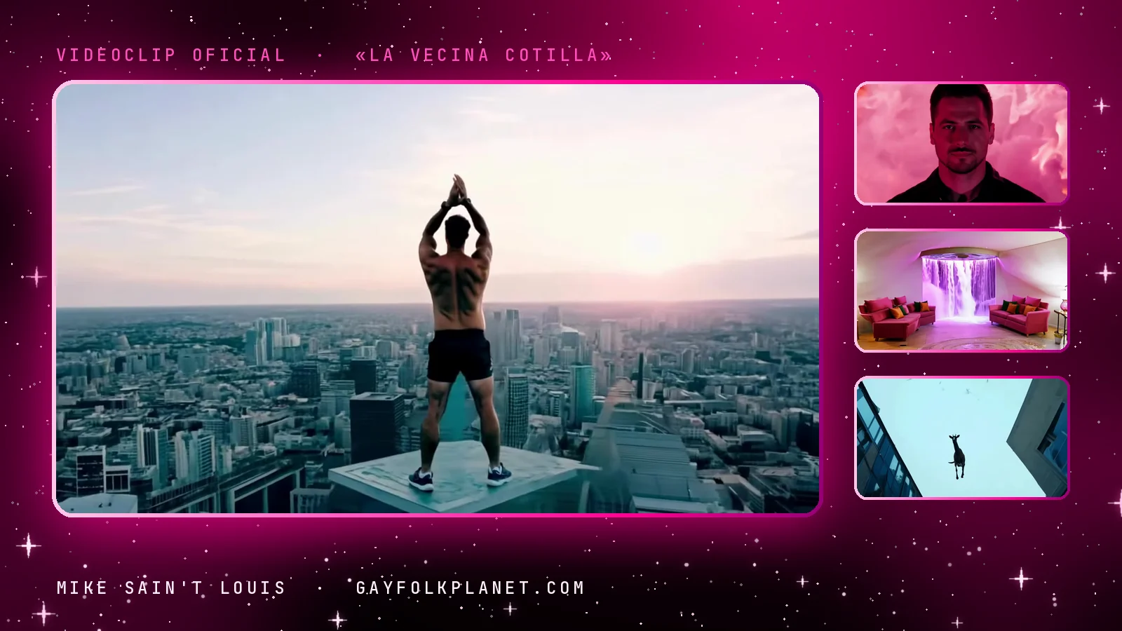Fotogramas del videoclip oficial de «La vecina cotilla», de Mike Sain't Louis