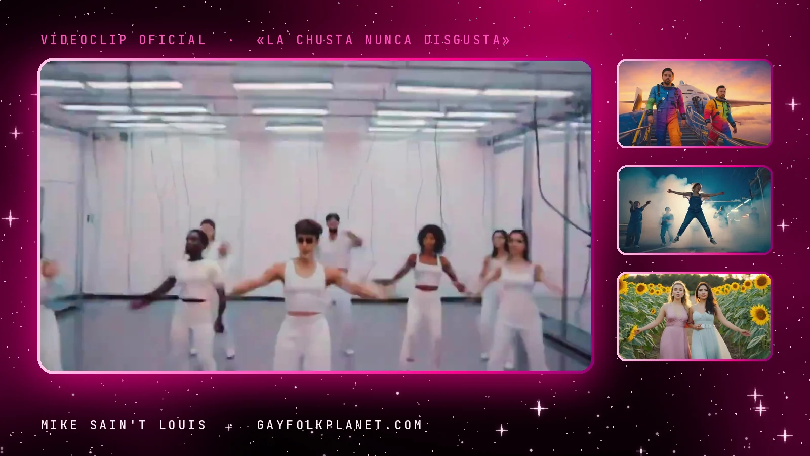 Fotogramas del videoclip oficial de «La chusta nunca disgusta», de Mike Sain't Louis