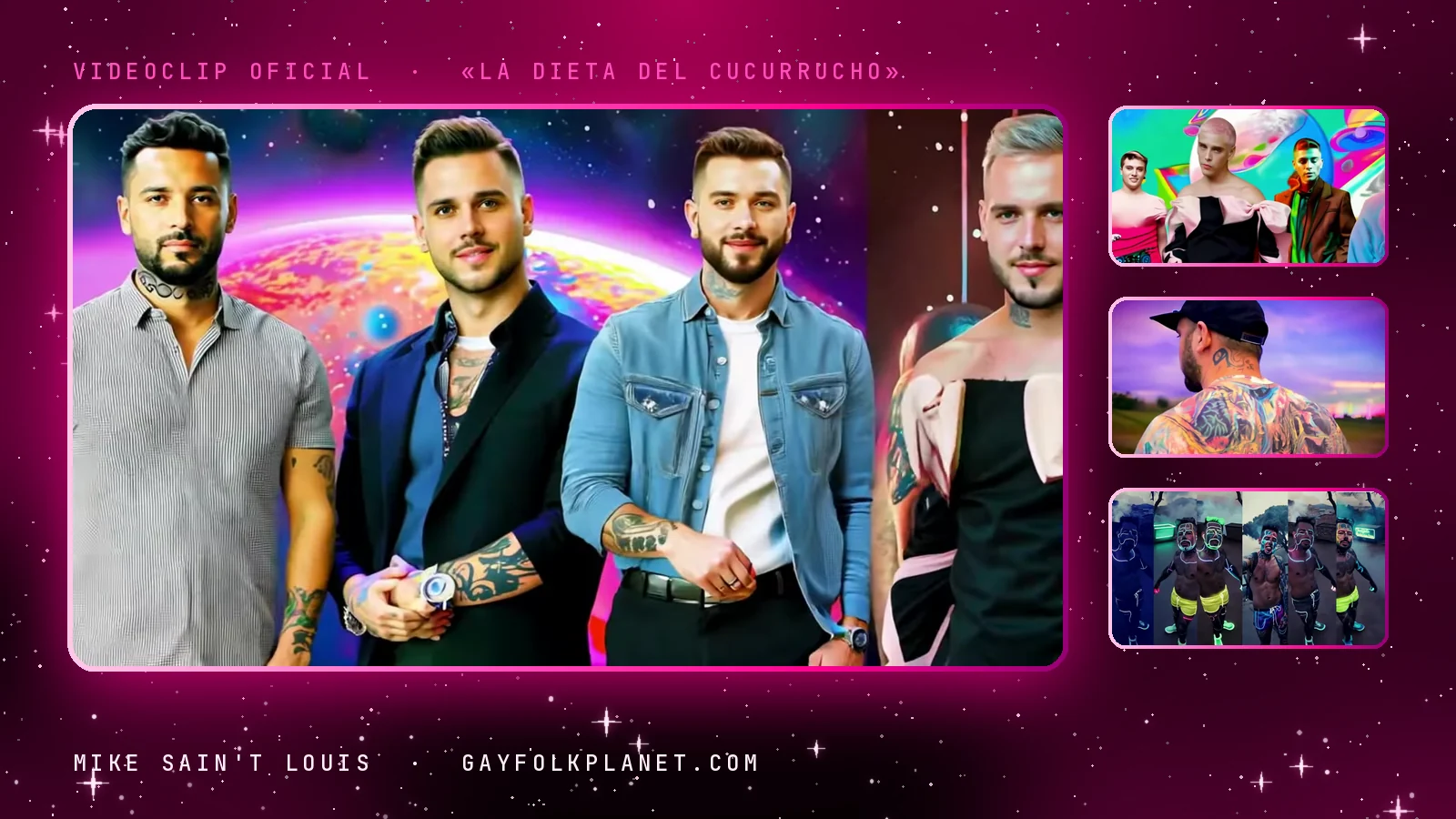 Fotogramas del videoclip oficial de «La dieta del cucurrucho», de Mike Sain't Louis