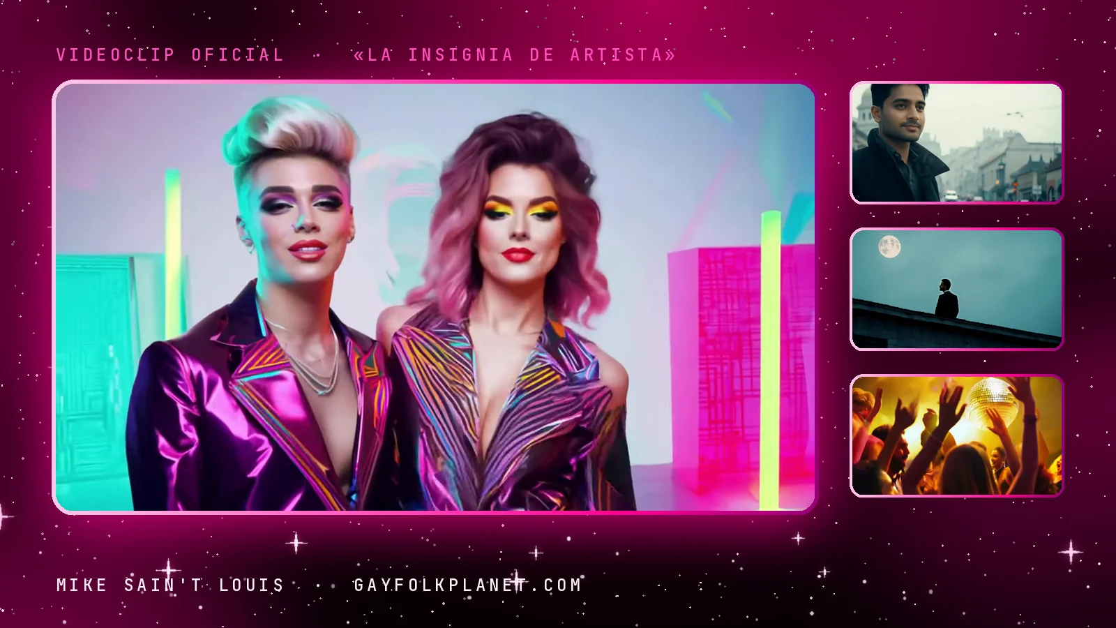Fotogramas del videoclip oficial de «La Insignia de Artista», de Mike Sain't Louis