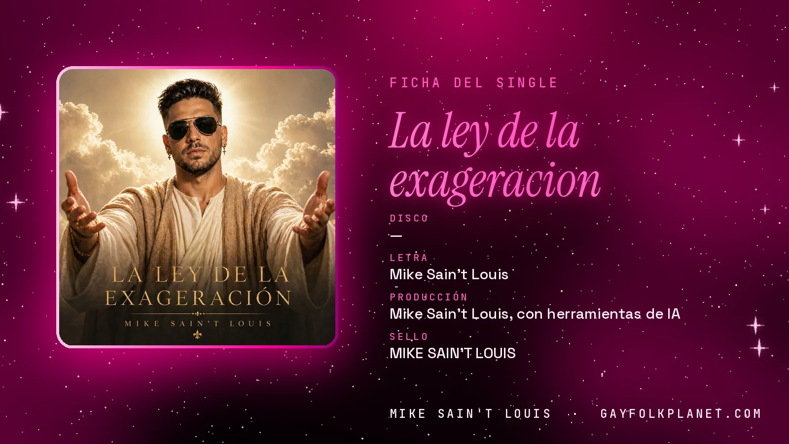 Ficha de la canción «La ley de la exageracion» con su carátula: letra y producción de Mike Sain't Louis