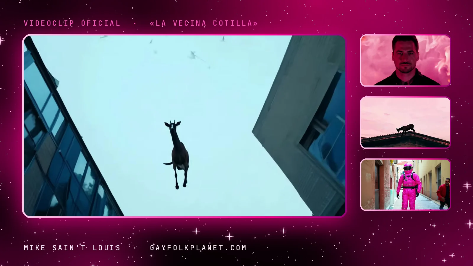 Fotogramas del videoclip oficial de «La vecina cotilla», de Mike Sain't Louis