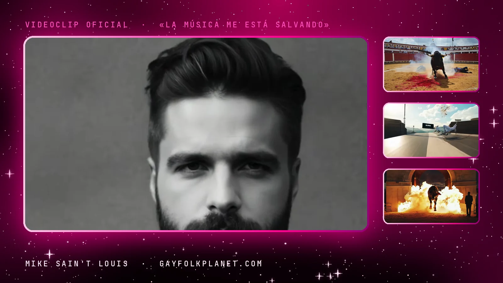 Fotogramas del videoclip oficial de «La música me está salvando», de Mike Sain't Louis