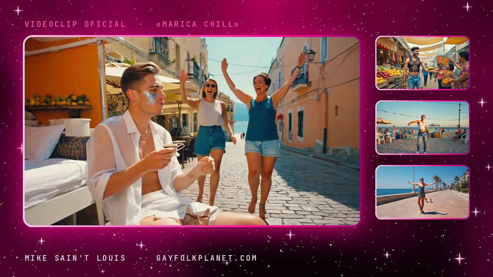 Fotogramas del videoclip oficial de «Marica chill», de Mike Sain't Louis