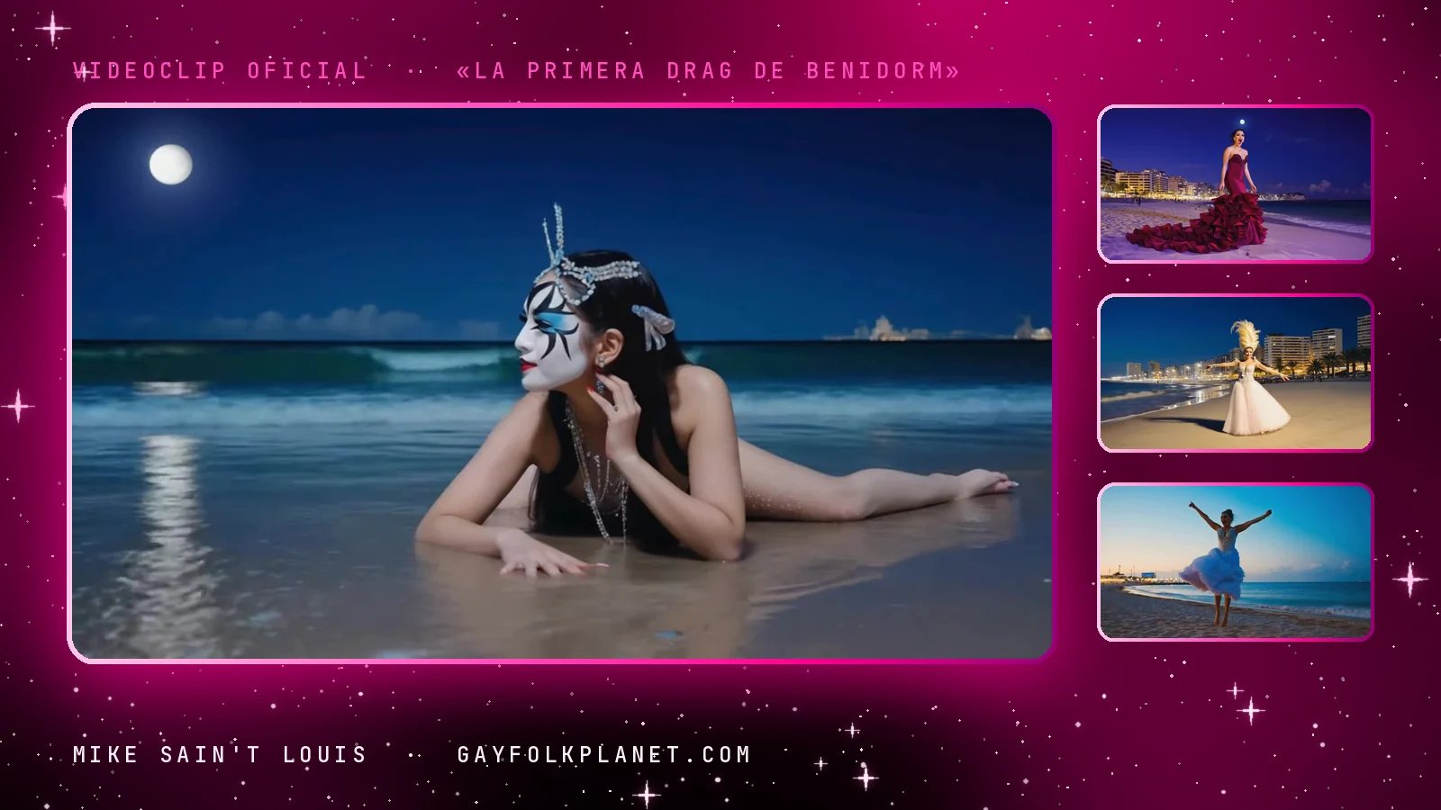 Fotogramas del videoclip oficial de «La Primera Drag de Benidorm», de Mike Sain't Louis
