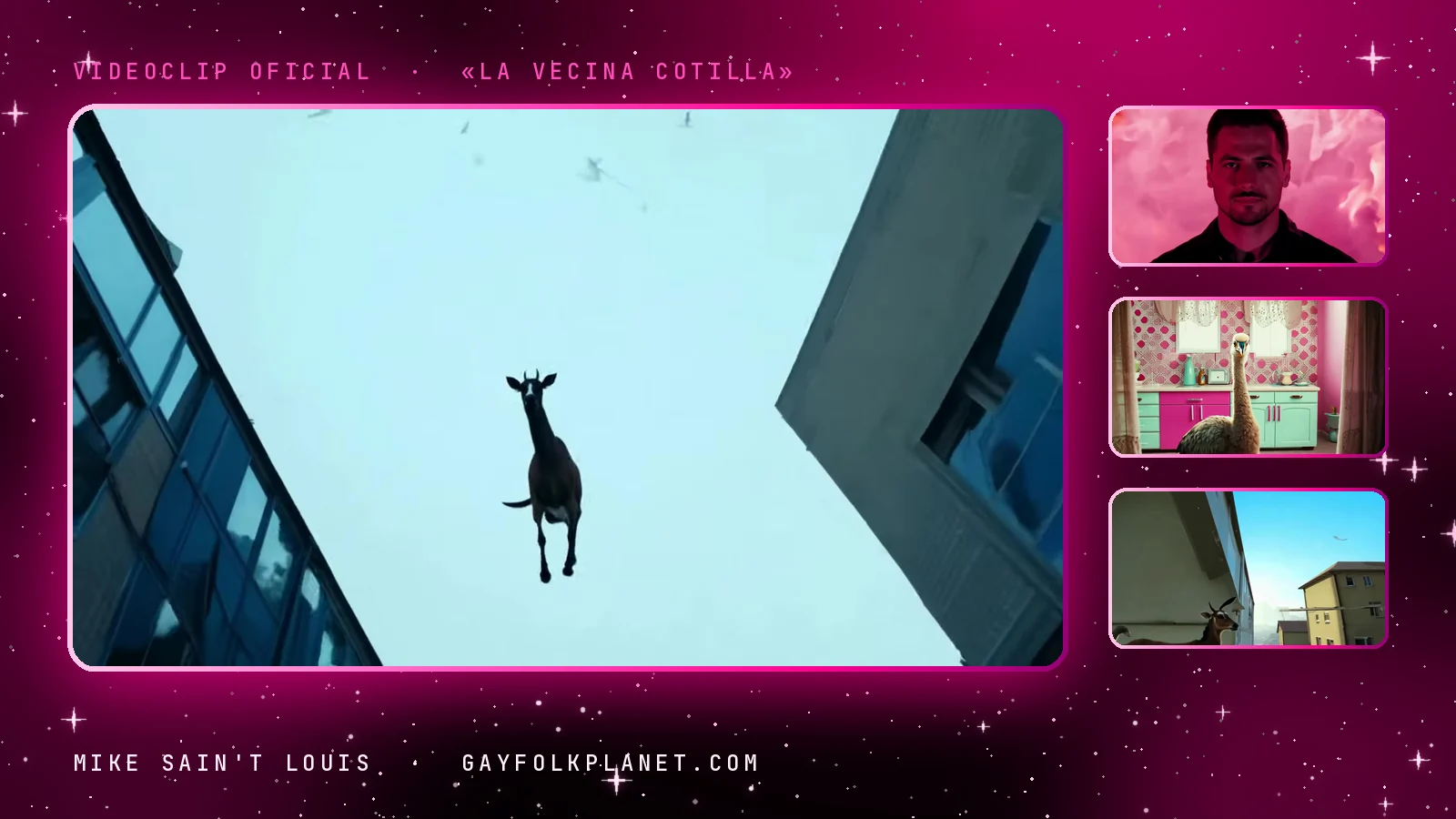 Fotogramas del videoclip oficial de «La Vecina Cotilla», de Mike Sain't Louis