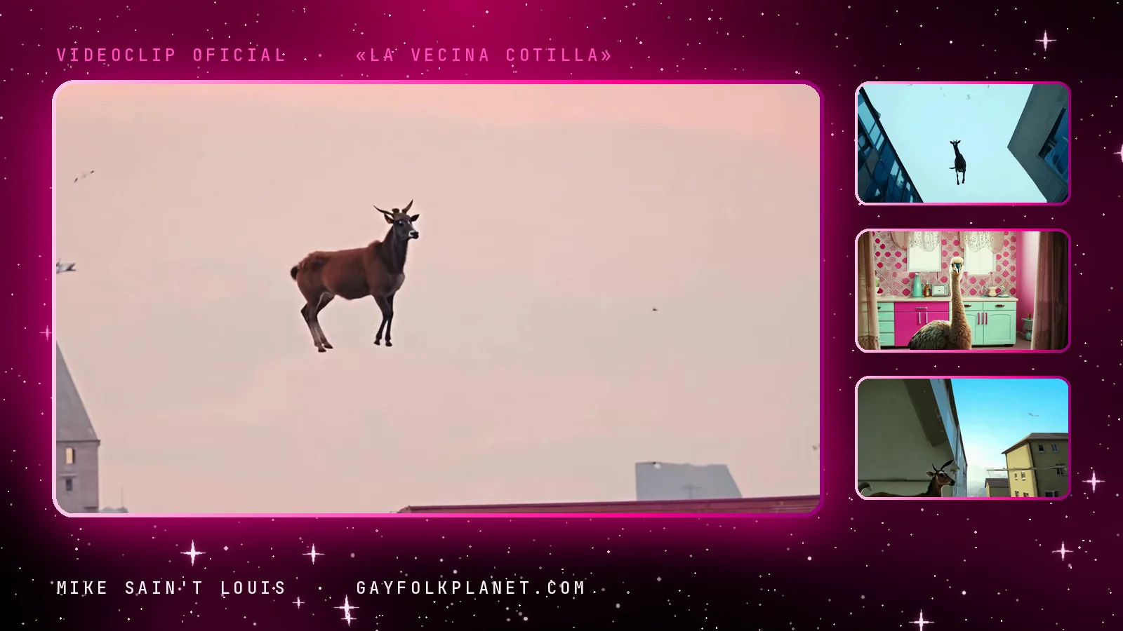 Fotogramas del videoclip oficial de «La vecina cotilla», de Mike Sain't Louis