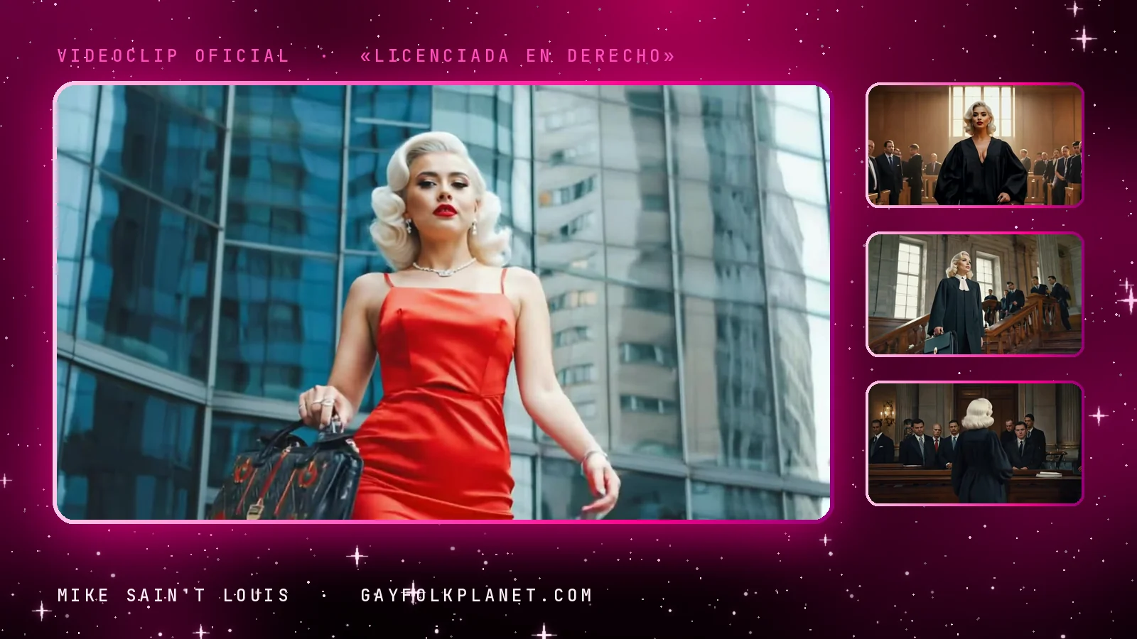 Fotogramas del videoclip oficial de «Licenciada en derecho», de Mike Sain't Louis