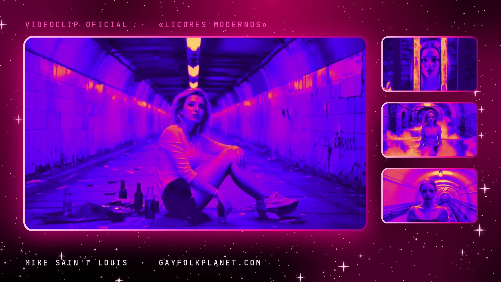 Fotogramas del videoclip oficial de «Licores modernos», de Mike Sain't Louis