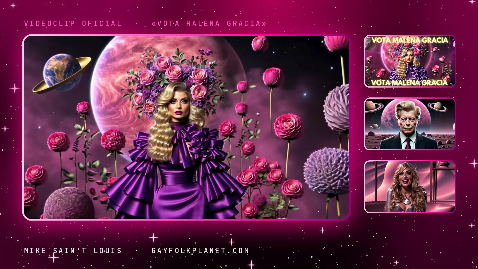 Fotogramas del videoclip oficial de «Vota Malena Gracia», de Mike Sain't Louis